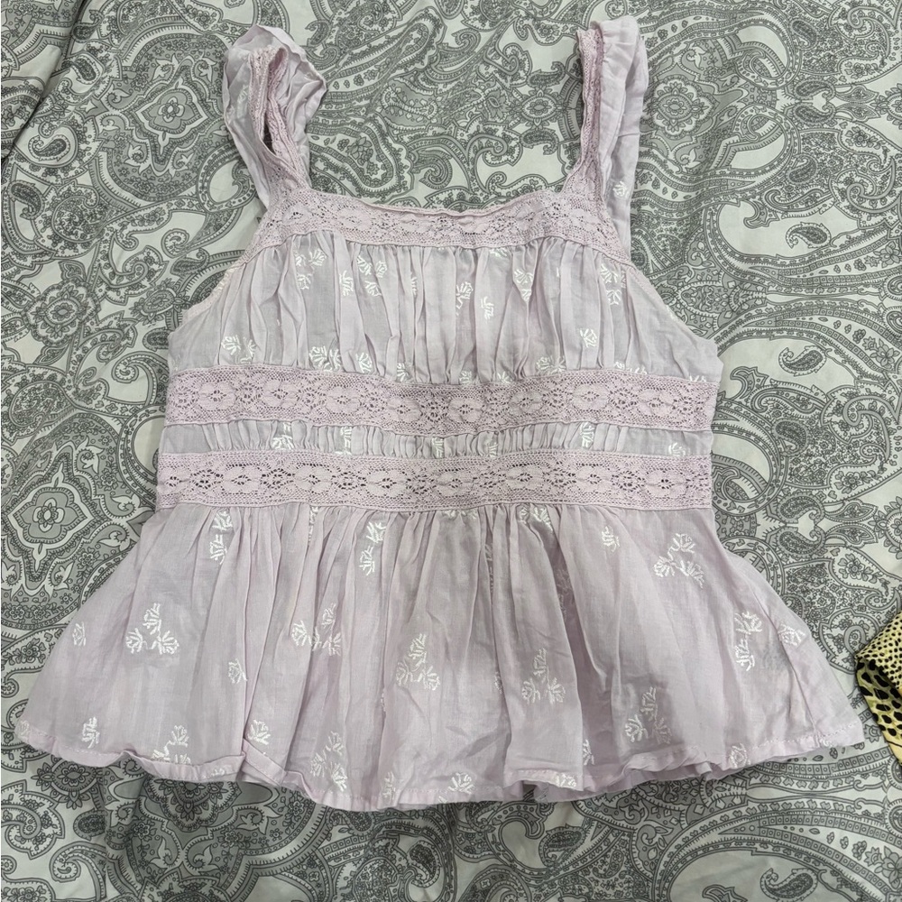 Free People Lavender Lace Blouse